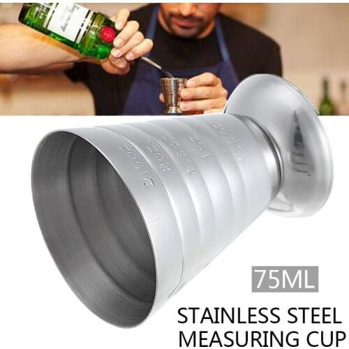 New 75ML Cocktails Jigger Stainless Bartender Measure Cup With Scale For Bar Party Cocktails Spirit Alcohol Wine Bartending Tool