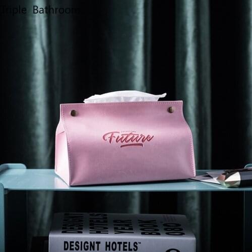 Light Luxury Portable Tissue Box Leather Home Car Living Room Desktop Tissue Holder Decoration Bathroom Draw Paper Organizer