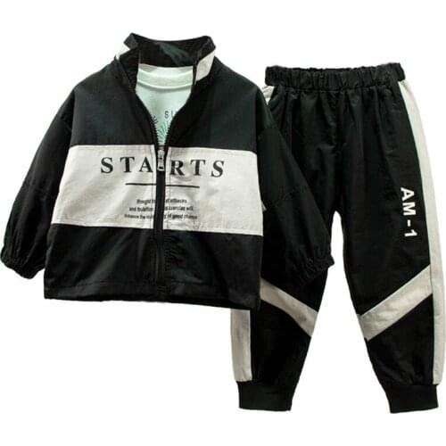 Menoea Spring and Autumn Sport Clothes 2020 Kids Thin Long Sleeve Outfits for Kids Boys Pattern Print Jackets Pants Boys Suits