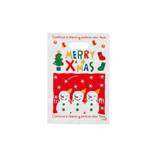 Merry X'Mas Handy Shopping plastic bags 20x30cm 100pcs/lot