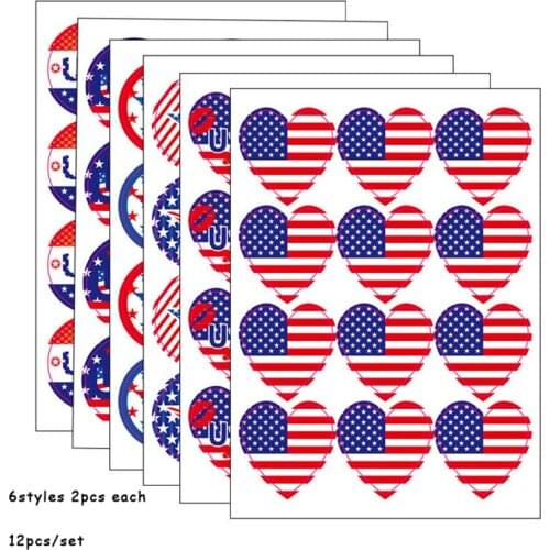 12/18pcs 13*18cm 2020 Presidential Election USA Flag Stickers American Flag Decals Children Toy Birthday Party DIY Docer DGU22