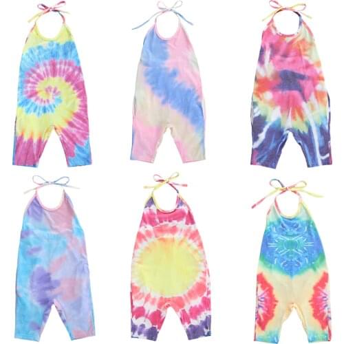 New 6Colors Baby Girls Tie-dye Clothes Infant Kids Sleeveless Romper Outfits