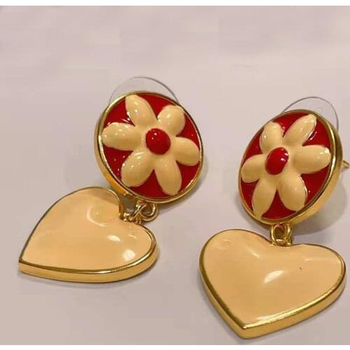 New Hot Brand Peach flower heart Gold Stud Earrings Camellia Flower Pure 925 Sakura Flower Earrings