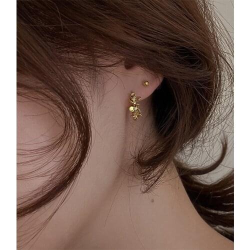 New Trend Cute Elegant Small Hoop Cryatal Beads Piercing Gold Earrings For Women South Korean Japanese Fashion Ear Jewelry Gift