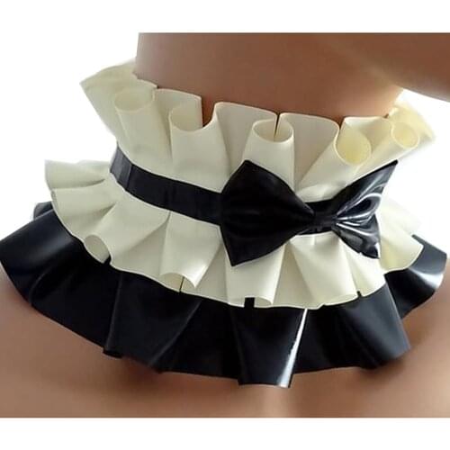 Bow Tie Neck Choker Collar Necklace PVC Sexy Bow Knot Collar Choker Role play Vinyl Lolita Bow collar Sissy Cosplay props