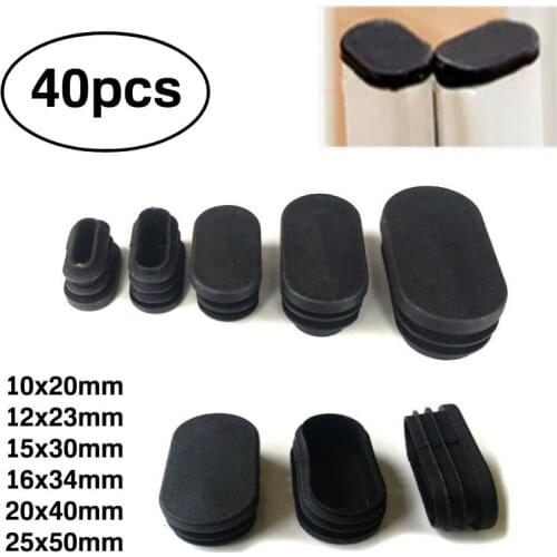 40pcs Hardwood Floor Protector Oval Plastic Plugs Pipe Table Chair Stool Leg Tubing End Cap Tube Pipe Inserts Plug Dust Cover
