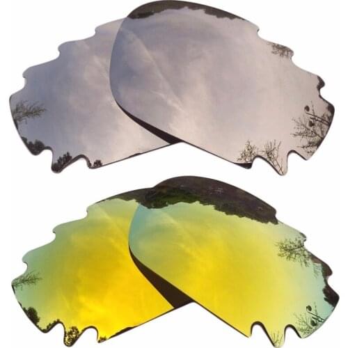 Silver Mirrored&24K Gold Mirrored Polarized Replacement Lenses for Jawbone Vented Racing Jacket Frame 100% UVA & UVB