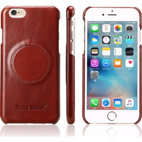 Discount Real Genuine Cow skin Natural Cowhide Leather Back Case Business Retro cover for iPhone 6 6S plus Good to use in car