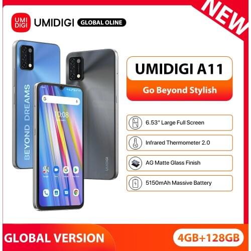 UMIDIGI A11 Android 11 NEW Global Version 64GB 128GB Smartphone Helio G25 6.53" HD+16MP AI Triple Camera 5150mAh