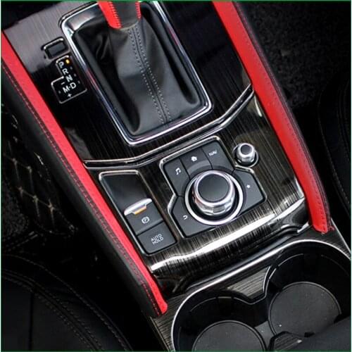Car Styling Interior Gear Box Cup Panel Cover Trim For Mazda CX-5 2017 2018 LHD Gear Shift Box Water Cup Cover Trim Stickers