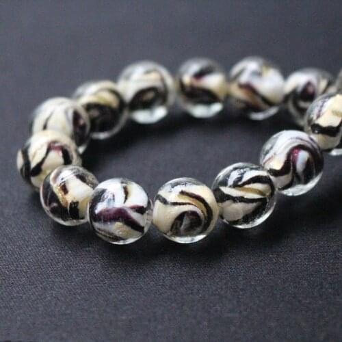10pcs/lot 12mm 14mm Lampwork Glass Beads With Black Color Gold rotation for earring necklace making