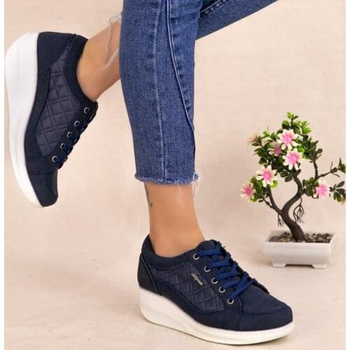 Tonar Leva Navy Blue Nubuck Lace-Up Sports Shoes New Season Convenient Seasonal Style Sneaker