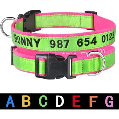 Embroidered Customized Pet Collar Nylon Dog Collars Personalized Puppy ID Name Collar for Small Medium Large Dogs Adjustable