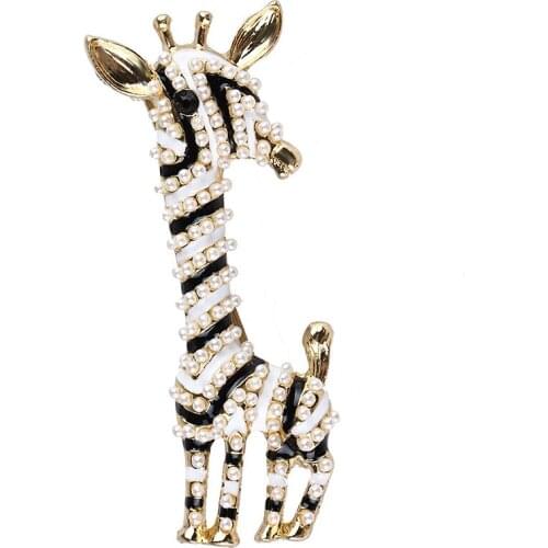 Cute Pearl Giraffe Brooches for Women Cute Animal Brooch Pin Fashion Jewelry Gold Color Gift For Kids Exquisite Broches O2635