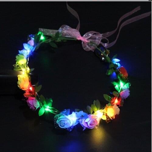 12pcs LED Flower Crown Led Flower Wreath Headband Luminous Headpiece Headdress For Girls Women Wedding Holiday Christmas Party