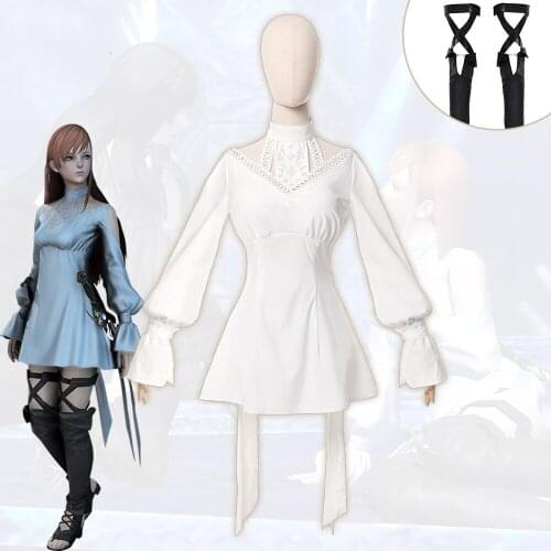 Anime Final Fantasy XIV FF14 Minfilia White Lolita Dress Elegant Uniform Cosplay Costume Women Halloween Free Shipping 2020 New