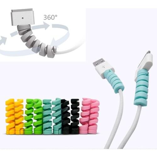 10pcs Spiral Cable Protector Winder Wire Cord Organizer Holder Cable saver for iphone Cable Protector
