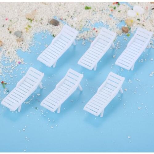 20pcs Model Beach chairs scale 1:75 Plastic White 28mm/1.1 inch Mini leisure recliner scenery sling chairs doll Decoration