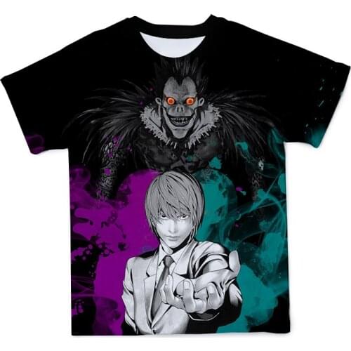 2021 New Mens Summer Leisure 3D Animation Death Note Digital Printing O-Collar Harajuku Breathable Cotta T-Shirt And Top