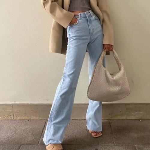 2021 Casual Fashion Straight Leg Womens Jeans Denim Bottom Harajuku Long High Waist Baggy Jeans Fall Pants mom jeans