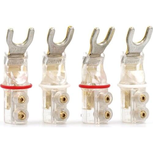 4pcs WBT-0680cu pure copper spade plugs , Gold Plated Spade connector, loudspeaker cable connector plug