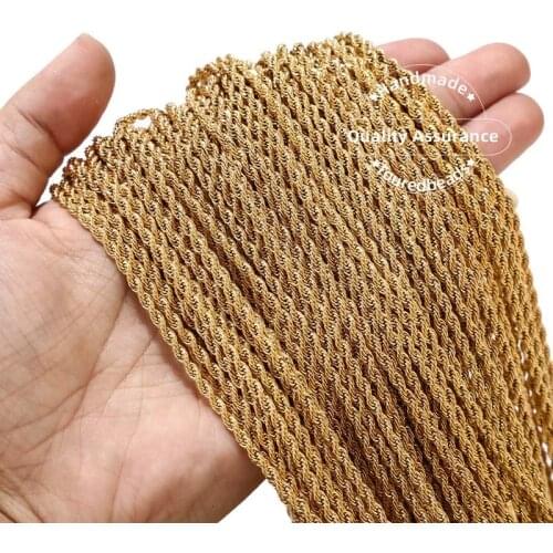 5pcs Stainless Steel 3mm width Gold Twisted Rope Chain Necklace for Men Women Tee 24 Inch