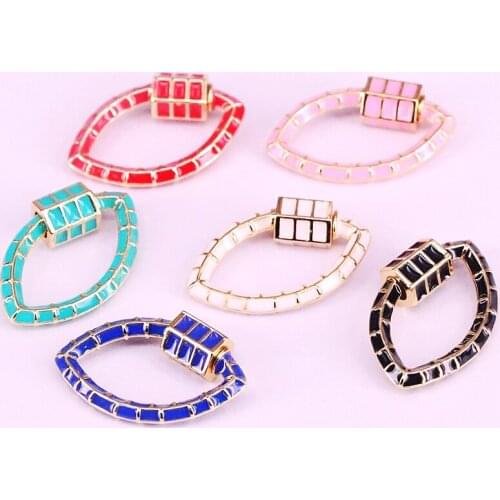 8Pcs 16*25mm Colorful Enamel Metal Screw Connector Clasp Oval Shaped Jewelry Findings