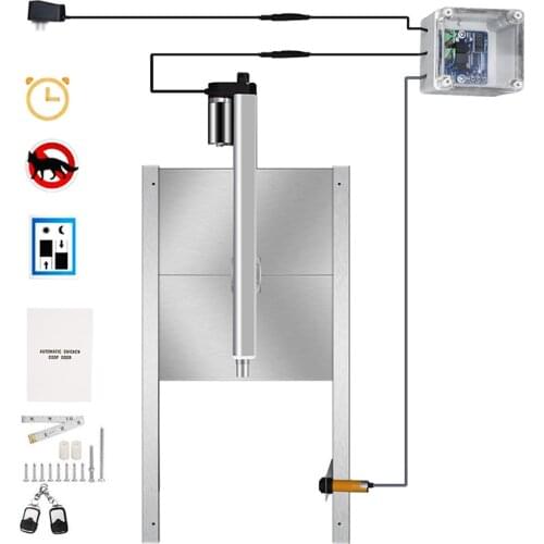 Aluminum Heavy-duty Infrared Automatic Chicken Coop Door Opener Close Kits 110V 220V Outdoor Remote Control Timer Henhouse Door