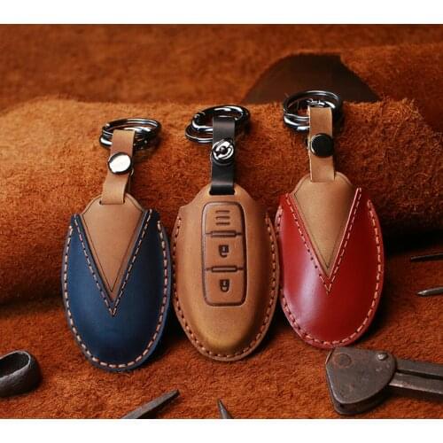 Car Handmade Leather Key Case Holder For Nissan X-Trail T32 T31 Murano Qashqai Juke Versa Note J11 J10 Kicks For Infiniti EX FX