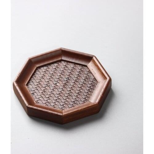 Bamboo Mat Tea Coaster Heat Proof Mat Handmade Bamboo Tea-Tray Sandalwood Bamboo Tea Tray Creative Cup Saucer Tea Accessories