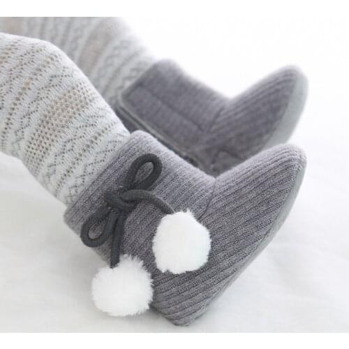 Cute Autumn Winter Infants Shoes Baby Girl Boy Polka Dot Knitting Boots Casual Sneakers Non-slip Soft Soled Walking Shoes