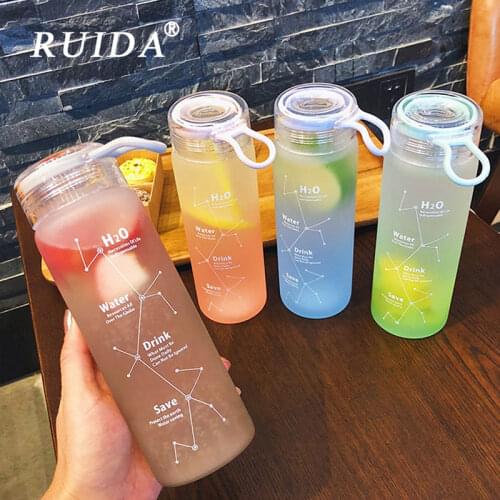 460ML Frosted Glass Water Bottle Personality Leakproof Water Bottles Portable Outdoor Travel Sports bottle students Drinkware