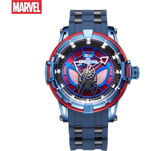 Disney Original Marvel Spider Man Mens Swiss RONDA Quartz Movement Casual Wristwatch Sapphire Crystal 50M Waterproof Calendar