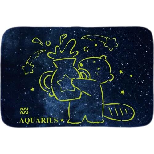 Aquarius Printed Decorative Indoormat Soft Door Mat Short Plush Bathroom Floor Mats Zodiac Signs Stars Carpets