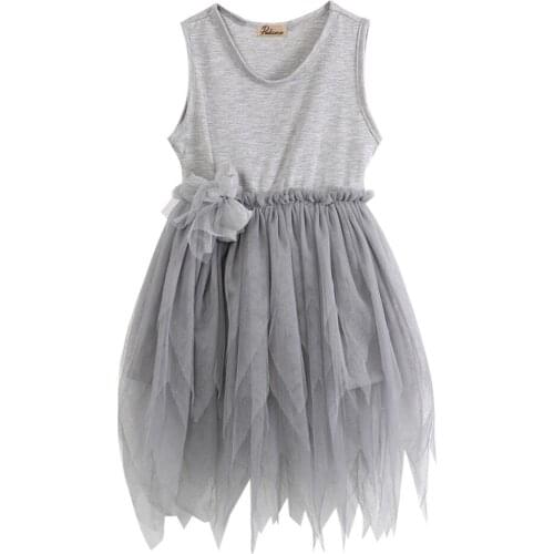 Baby bridesmaid flower girl wedding dress Kids Toddler Baby Girl Clothes Sleeveless Flower Tutu Dress Party Dress 2-7Y