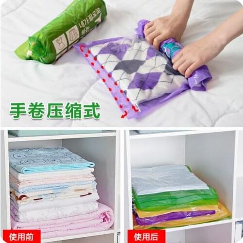 Travel Hand Roll Vacuum Bags For Clothes Waterproof Clothing Storage Bag 2Pcs/Lot Compressed Underwear Organizer