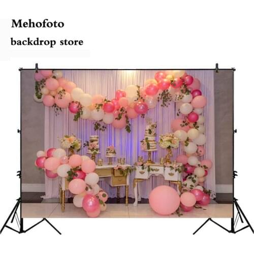 Mehofoto Photography Backdrops Balloons White Curtain Photo Shoot Background Birthday Wedding Party Backdrop Vinyl Cloth 811