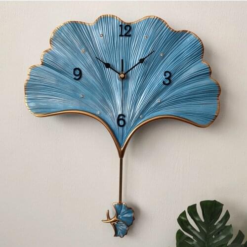[HHT] Ginkgo Leaf Swing Wall Clocks Fashion Personality Creative Resin Household Silent Quartz Clock Home Wall Decoration