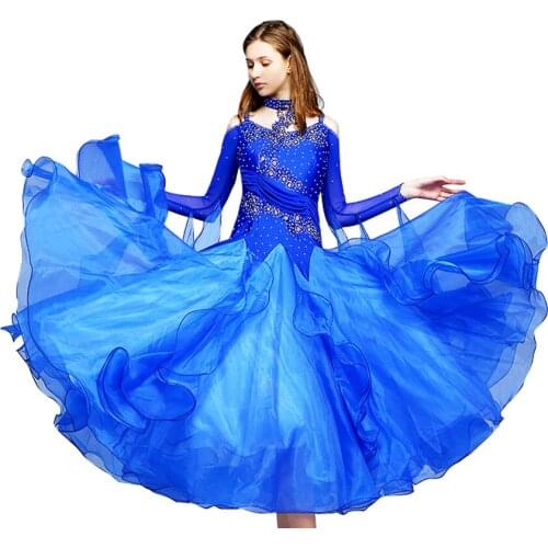 Royal blue Ballroom dance costumes standard ballroom dress ballroom dance competition dresses for girls Waltz Tango Costume