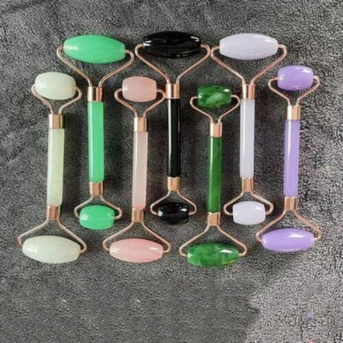 Facial Massage Roller Guasha Board Double Heads Jade Stone Face Lift Body Skin Relaxation Slimming Beauty Neck Thin Lift