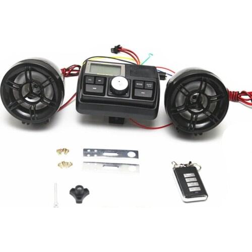 Motorcycle MP3 USB SD Bluetooth Handlebar Audio Amplifier Stereo Speaker System Cruiser Chopper Cafe Racer Old School Offroad