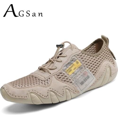 Summer Leather Mens Sneakers Fashion Casual Shoes Breathable Driving Shoes Gray Air Mesh Men Flats 46 Comfortable Zapatos Hombre
