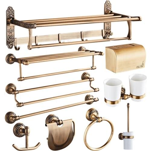 Bathroom Hardware Set Towel Rack Paper Holder Towel Bar Corner Shelf Toilet Brush holder Robe Hook Antique Bathroom Accessories