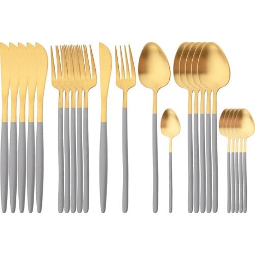 24Pcs Gold Cutlery Set 304 Stainless Steel Dinnerware Set Dinner Knives Forks Coffee Spoon Silverware Kitchen Flatware Tableware