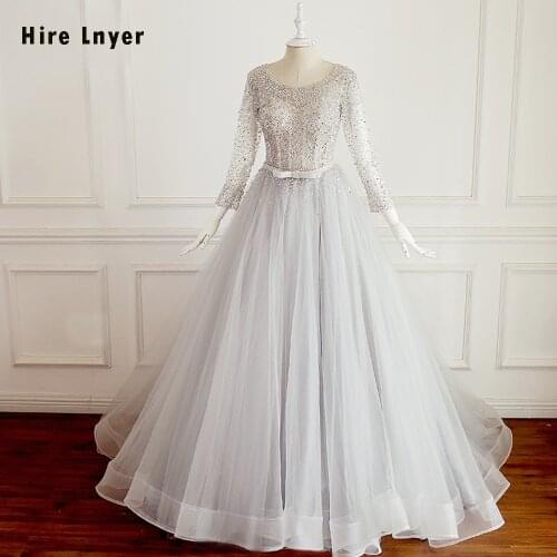 HIRE LNYER New Arrive Full Sleeve Open Back Wedding Gowns Turkey Shiny Beading Sequins A-line Bridal Dresses Gelinlik