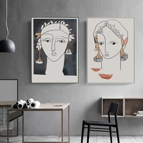 Modern Style Abstract Line Woman Canvas Painting Wall Art Nordic Posters and Prints Wall Pictures for Living Room Decoration