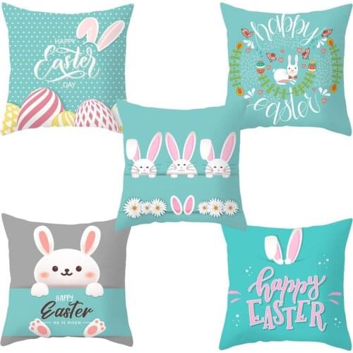 Pillow Cover Easter Decoration Smooth Closure Rabbit Print Decor Home Cushion Cover Home Decro