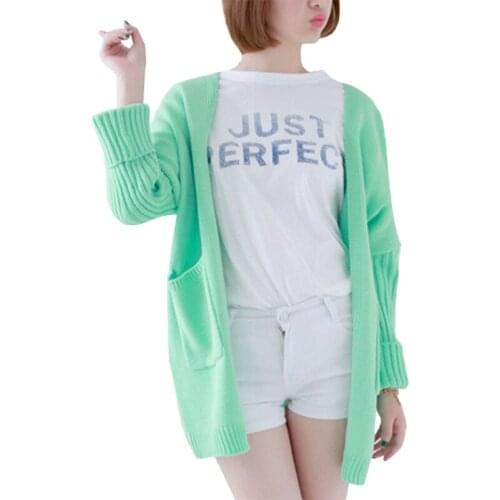 2021 Spring Autumn New Sweater Women Small Fresh Knit Cardigan Coat Candy Color Long Sweaters Jacket Clothing Vestidos MMY297