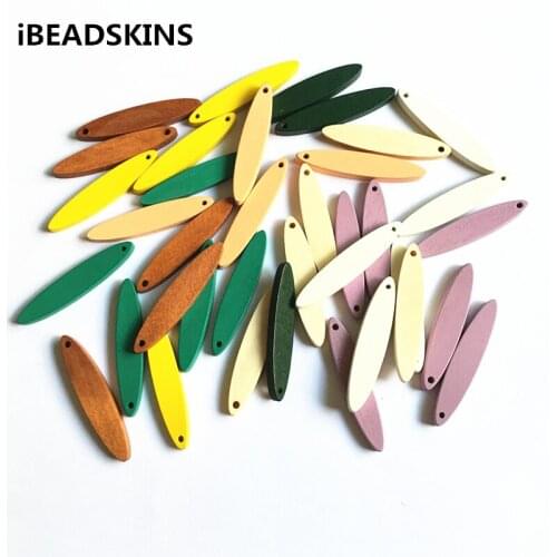 New arrival! 47x10mm 200pcs/lot Environmental Paint oval-shape Wood charm for jewelry DIY making( desgin as shown)
