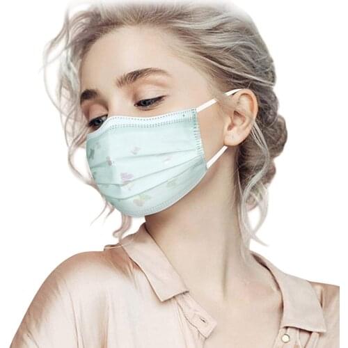 Adult Sequins Net Yarn Flowers Four-Layer Disposable Protective Print mascarilla Monder Scarf Halloween Cosplay MasK